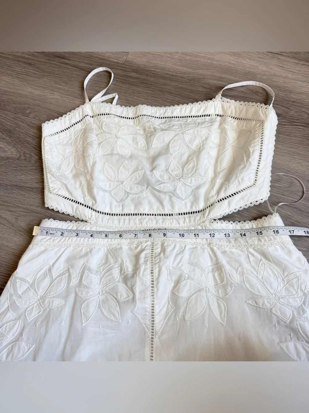 AllSaints Mala Broderie Dress Chalk White Size US 10 / UK 14 NWT - Picture 9 of 13